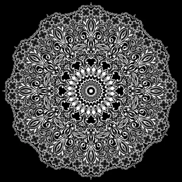 Mandala en dentelle sur fond noir — Image vectorielle