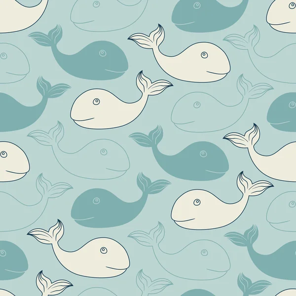 Naadloos patroon met walvissen — Stockvector