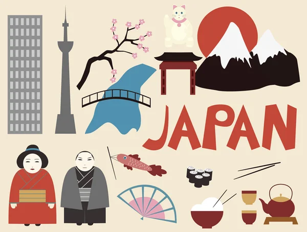 Japonya'ya seyahat. Vektör simgeler