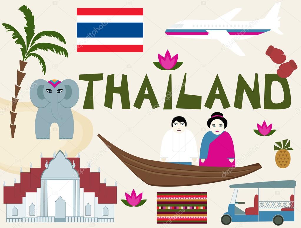 Travel to Thailand. Vector icons