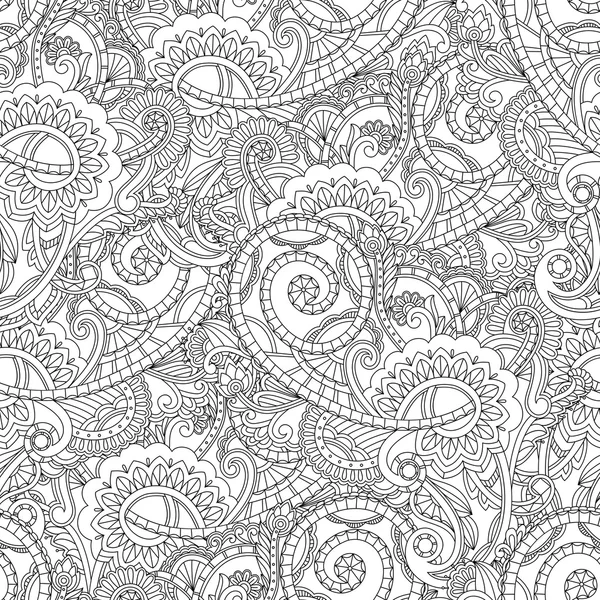 Patrón paisley monocromo. Fondo sin costuras — Vector de stock