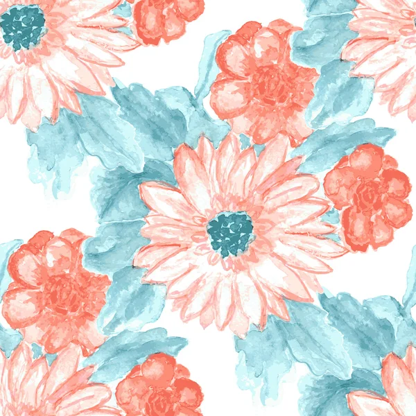 Seamless watercolor background. Floral pattern — Stock Vector