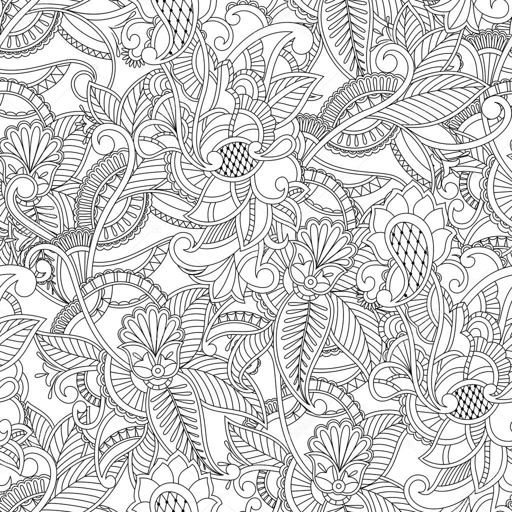 Monochrome paisley pattern. Seamless background