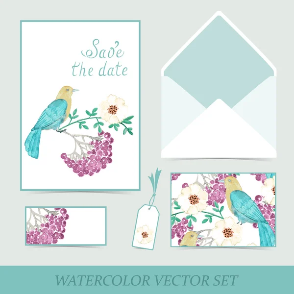 Invitation collection of watercolor cards — Stock Vector