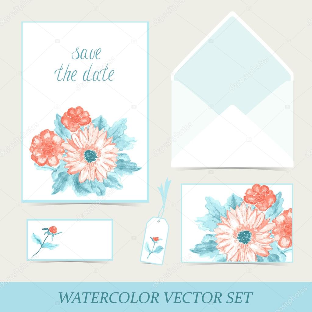Invitation collection of watercolor cards