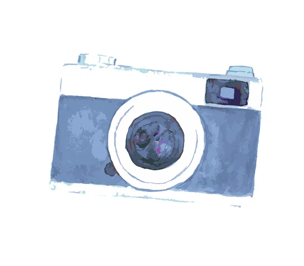 Hand-drawn watercolor camera — Stock Vector