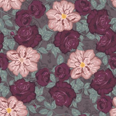 Sorunsuz çiçek desenli, çiçek vektör çizim