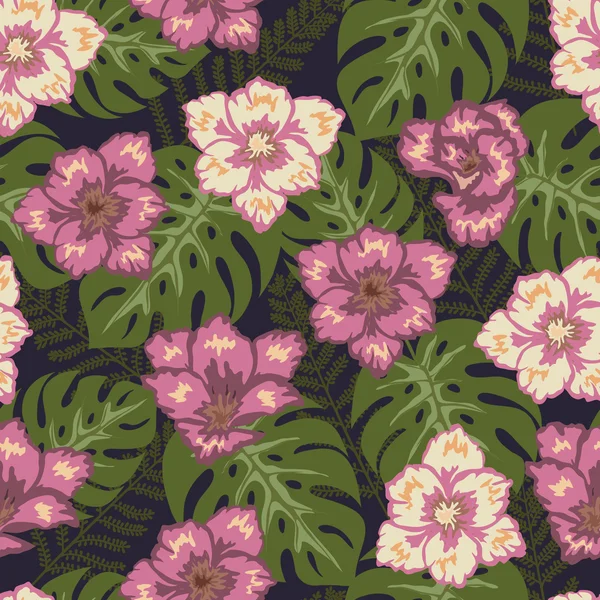 シームレスな花柄、花のベクトル図 — ストックベクタ