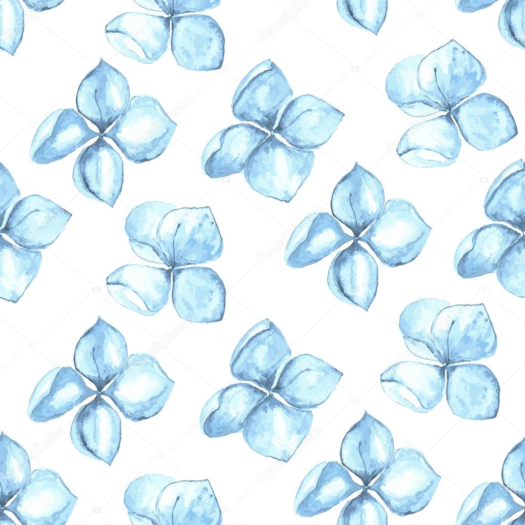 Watercolor seamless pattern with blue flowers