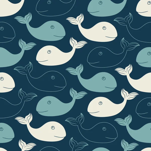 Naadloos patroon met walvissen — Stockvector