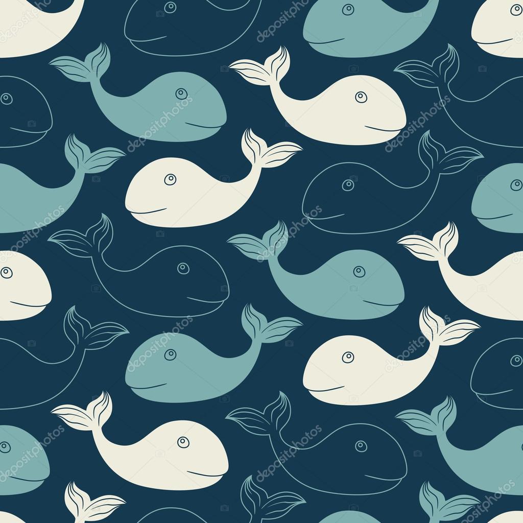 Seamless pattern with whales