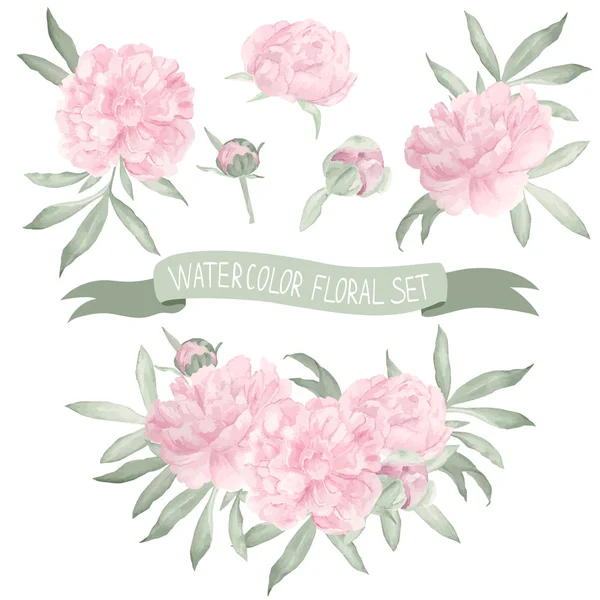 Watercolor floral set — Stock Vector