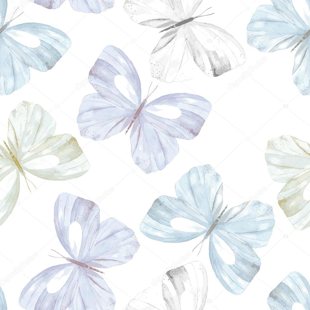 Watercolor butterfly pattern. Seamless background