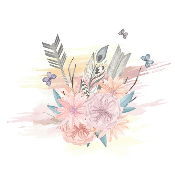 Bouquet aquarelle sur fond blanc pour cartes, invitations , — Image vectorielle