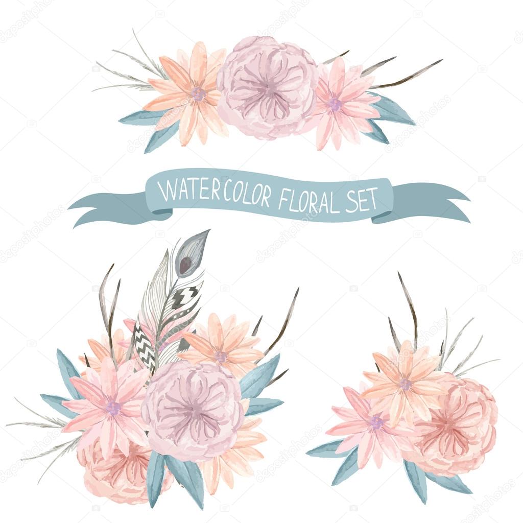 Watercolor floral bouquets collection