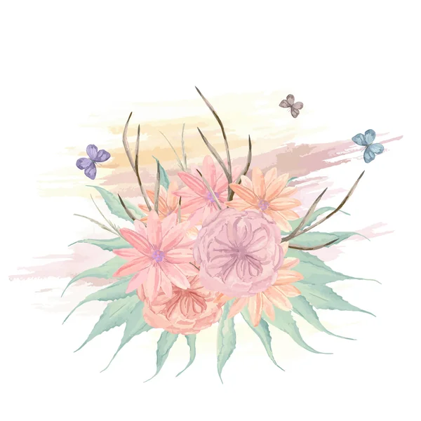 Bouquet aquarelle sur fond blanc pour cartes, invitations , — Image vectorielle