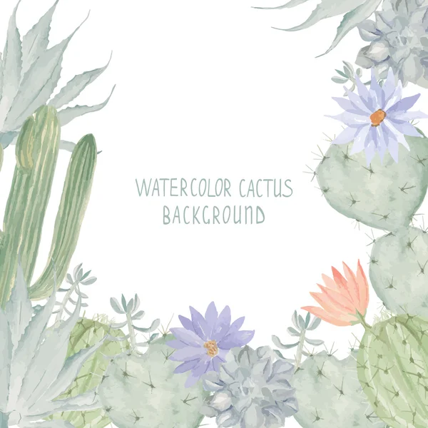 Watercolor cactus background. — Stock Vector