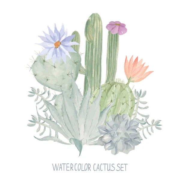 Aquarel afdrukken voor textiel, behang. Cactus patroon — Stockvector