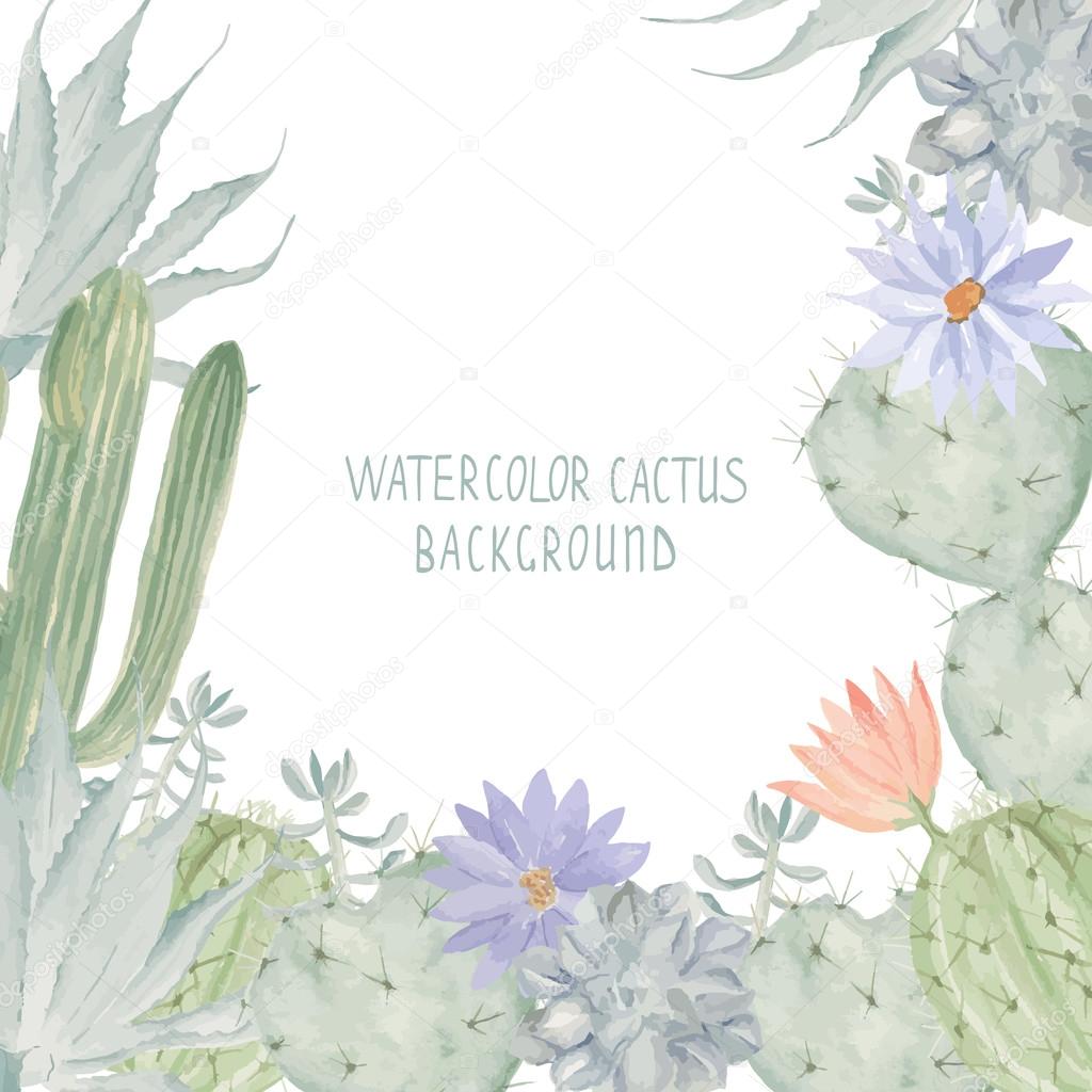 Watercolor cactus background.
