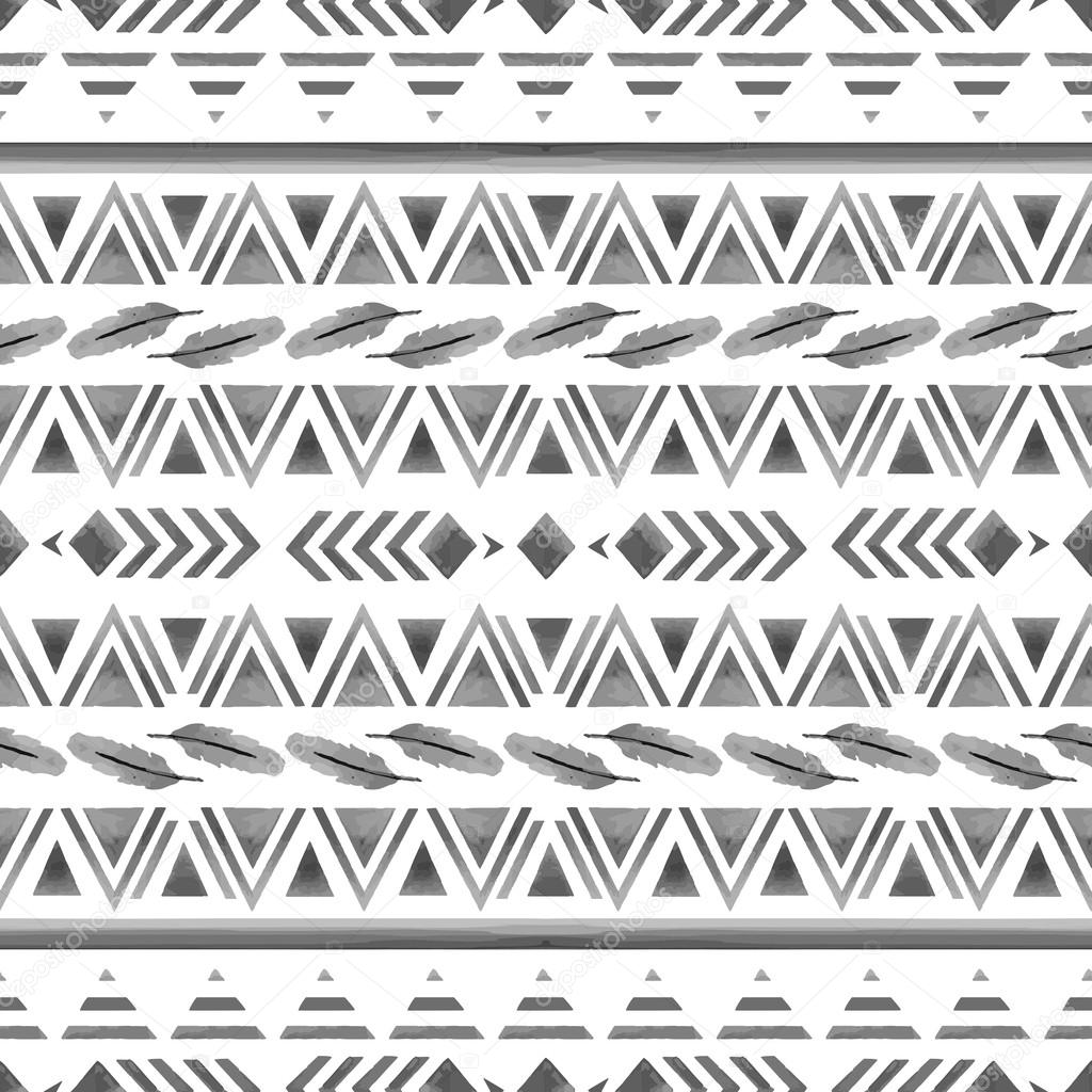 Ethnic seamless pattern. Geometrical watercolor print