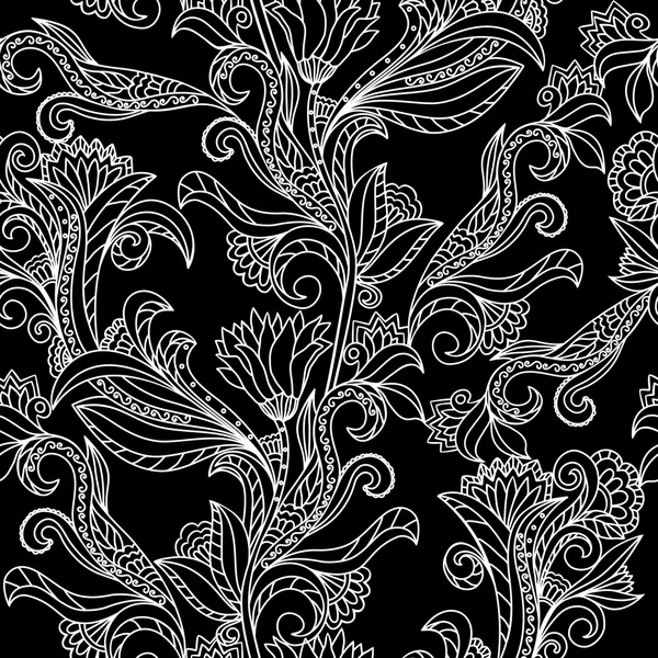 Fundo padrão sem costura floral. Desenho Paisley —  Vetores de Stock