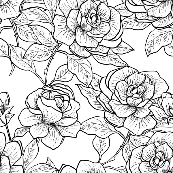 Seamless pattern with vintage roses. Vector illustration — Stock Vector