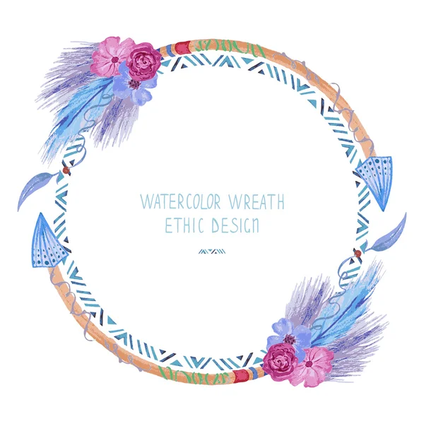 Watercolor wreath,  can be used for invitations, banners, cards. — Stock Vector