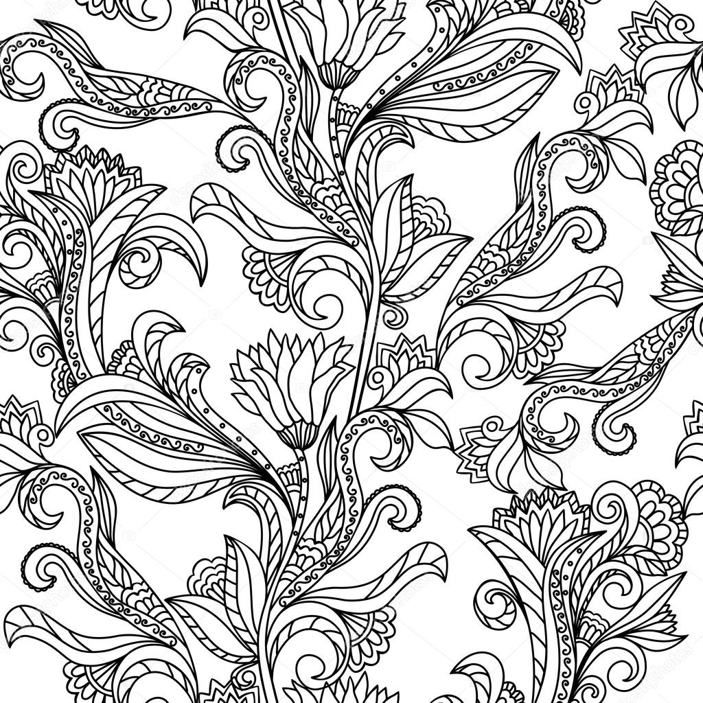 Floral seamless pattern background. Paisley design
