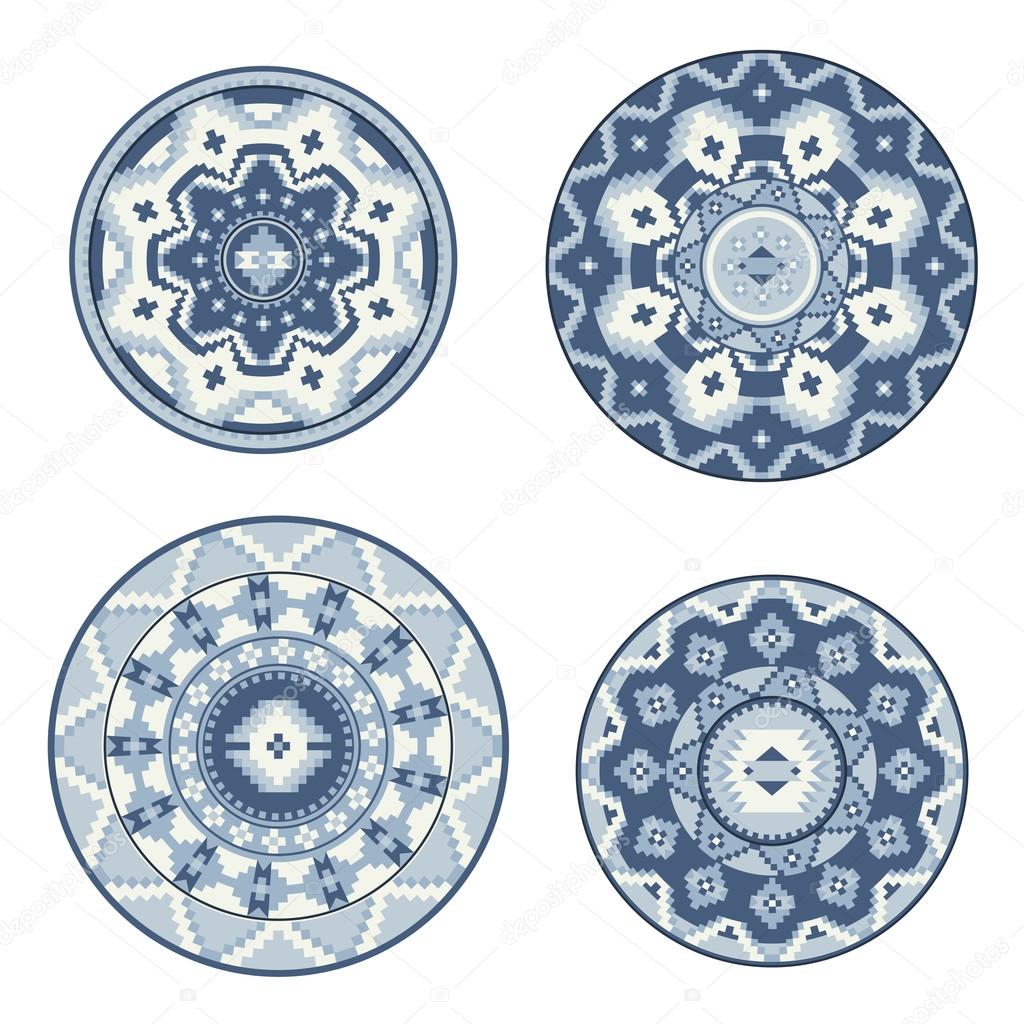  Set ornamental round patterns. Tribal, ethnic, bohemian, islam,