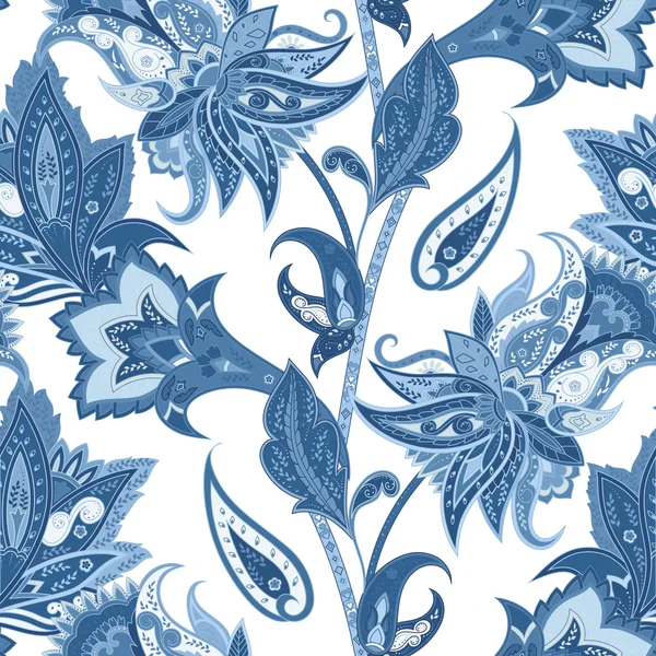 Vintage patrón floral y paisley sin costuras, fondo oriental — Archivo Imágenes Vectoriales