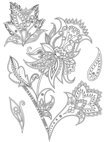Ethnische Blumen mit Paisley Stockillustration