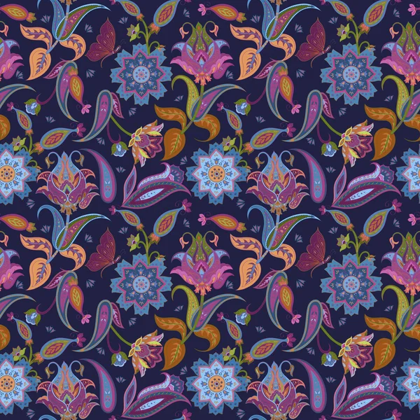 Фантазия цветы бесшовные paisley шаблон — стоковый вектор