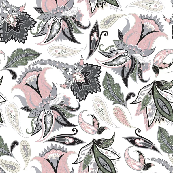 Fantasie Blumen nahtlose Paisley-Muster lizenzfreie Stockillustrationen