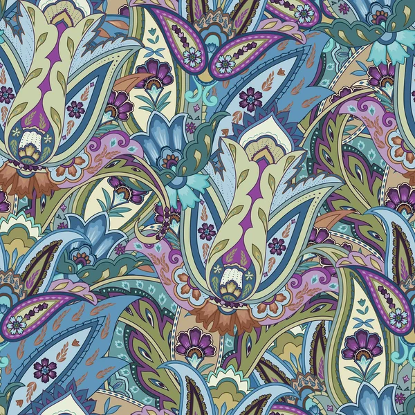 Fantaisie fleurs motif paisley sans couture. Ornement floral, pour f — Image vectorielle