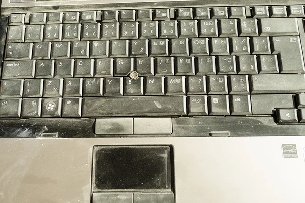 Stary używany laptop klawiatura — Zdjęcie stockowe
