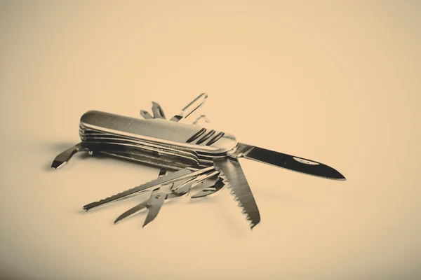 Metallic swiss army knife — Stock Photo, Image