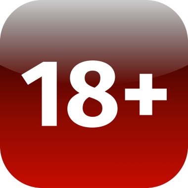 Kırmızı ve beyaz simgesi artı 18 yaş sınırlaması
