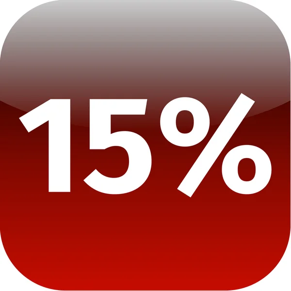 15 percent icon or button in red — Stock Photo, Image