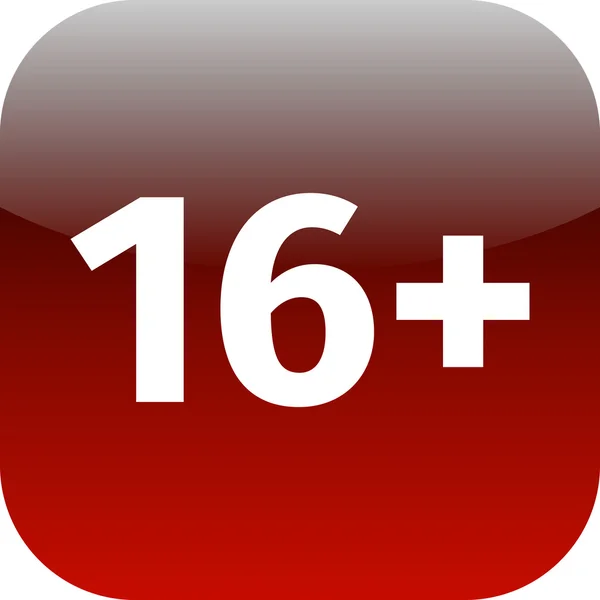 Restriction on age 16 plus  red and white icon — Stock Photo, Image