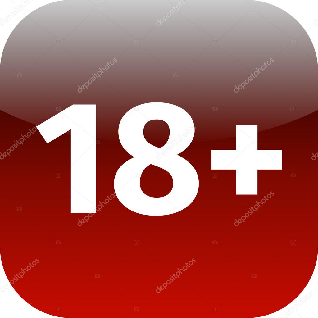 Restriction on age 18 plus  red and white icon