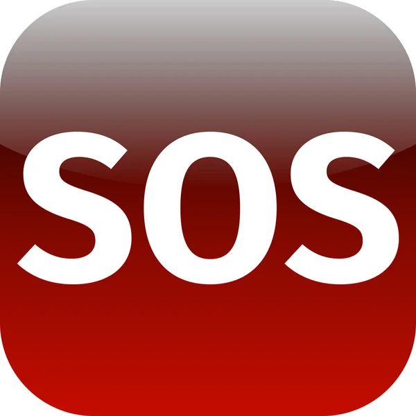SOS icon - witte tekst op rode achtergrond — Stockfoto