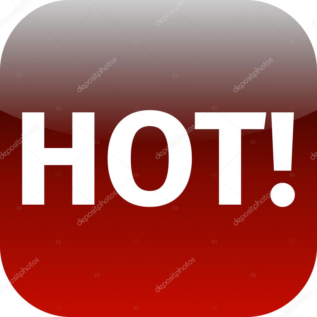 text hot icon - red icon with white text