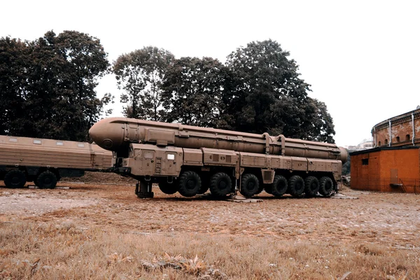 Army truck with rocket — Stock Photo, Image