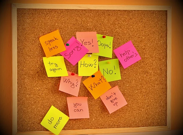 Notice board with sticky note pads — Stock Photo, Image