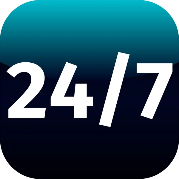 24 7 nonstop time blue icon — Stock Photo, Image