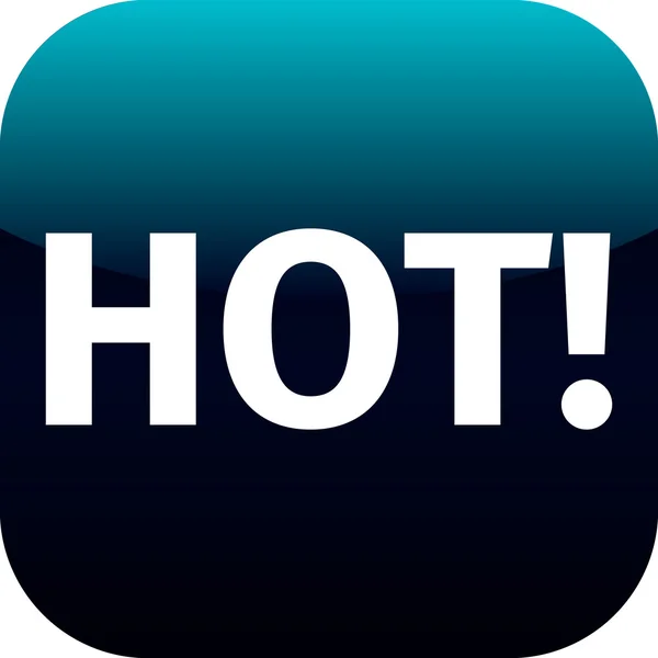 Text hot icon - blue icon with white text — Stock Photo, Image