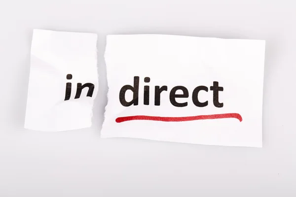 The word indirect changed to direct on torn paper — Stock Photo, Image