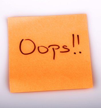 Yapışkan not iletisi izole beyaz - oops!