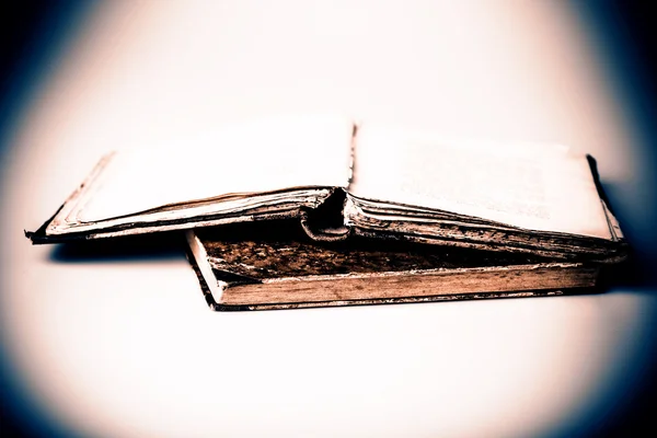 Beautiful old two books closeup on white background, one is open — Stock Photo, Image