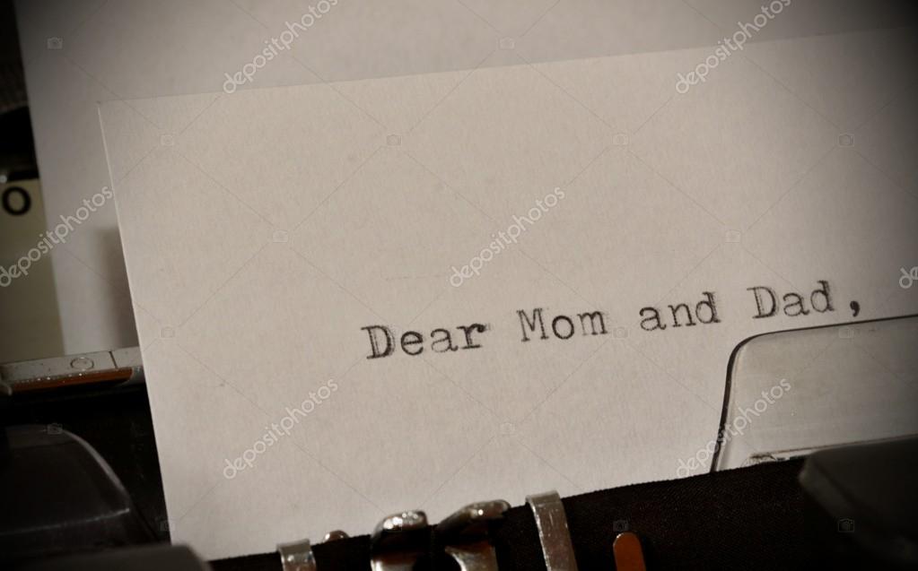 Text Dear Mom and Dad typed on old typewriter — Stock Photo © jarin13 ...